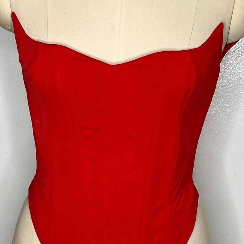 Red Women's Strapless Corset Top